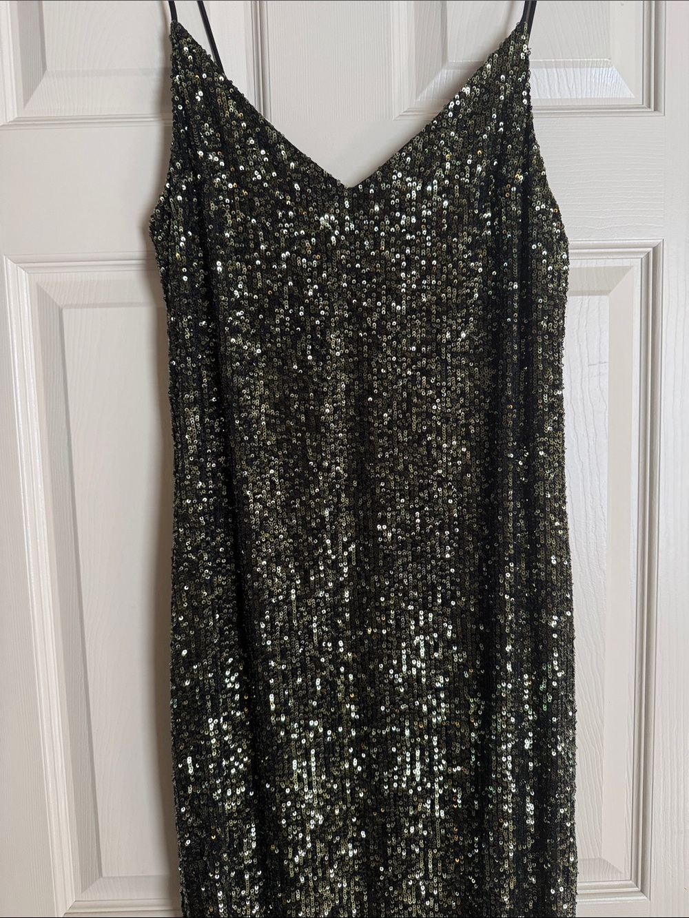 Topshop Dark Green Sequin Midi Dress - Picture 2 of 10